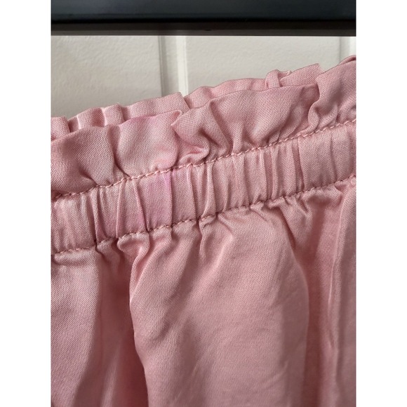Anthropologie Blush Pink Silky Viscose Palazzo Culotte Pants sz Med Ruffle waist - Picture 4 of 8